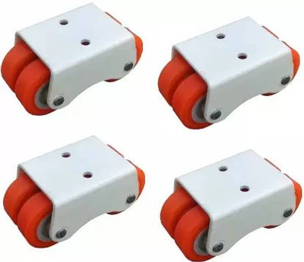 Nagarik Stores 4 Wheel Heavy Duty Caster Wheel, Orange, Fixed Furniture Caster