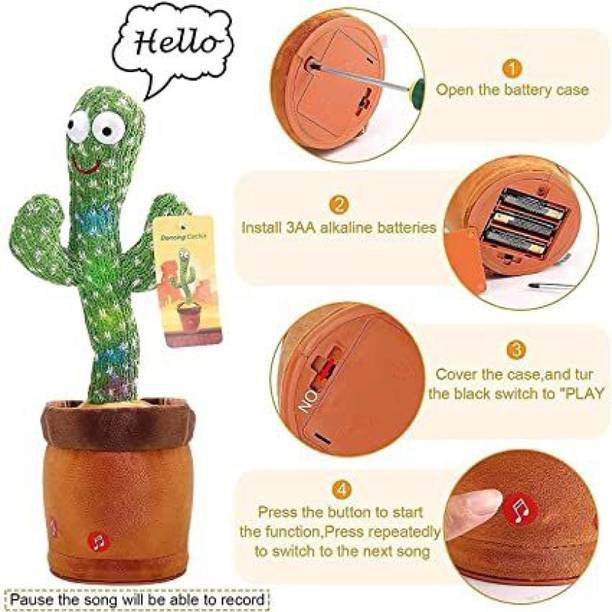 DDTOYS Cactus Toy Talking Dancing Cactus Plush Toy For Babies (Green)