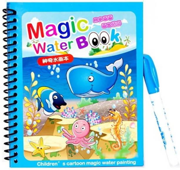 MACVL5 Magic Water Quick Dry Book Water Coloring Book Doodle with Magic Nib Sketch Pens  with Washable Ink