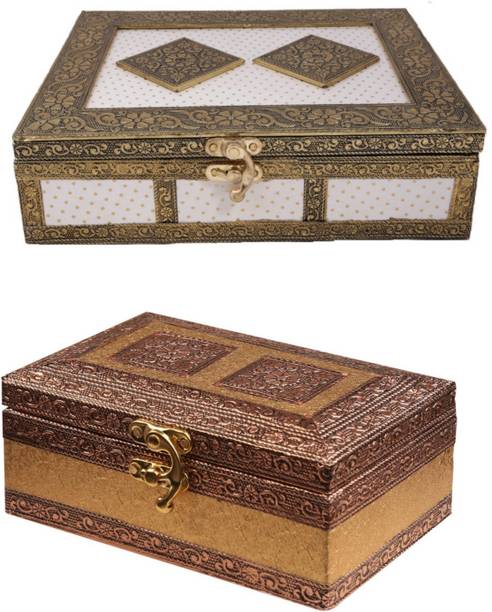 NEONDEAL Combo Of 7x9 & 6x4 inches Handicraft Jewellery Box Pack of 2 Jewellery Box, Earrings Box, Necklace Box, Watch Box, Etc Vanity Box