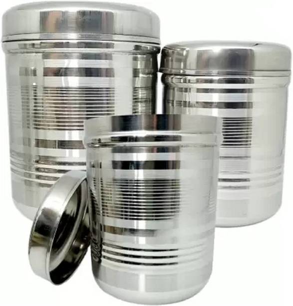 Tactware Container set stainless steel ( Tea , Coffee , Sugar 3pc)  - 1000 ml, 800 ml, 500 ml