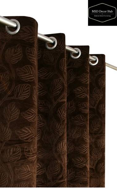 MSD Decor Hub 152 cm (5 ft) Velvet Semi Transparent Window Curtain (Pack Of 2)