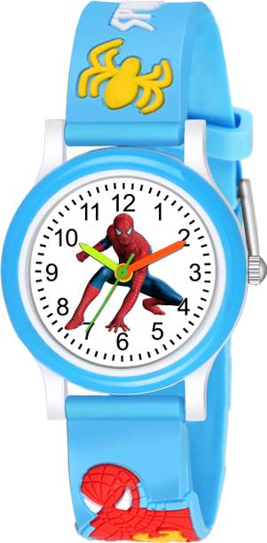 Analog Watch  - For Boys & Girls Spider-Man Dial Sky Blue Silicone Strap Kids