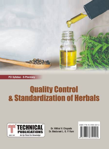 Quality Control and Standardization of Herbals for B.PHARMACY-PCI SYLLABUS – TEXTBOOK