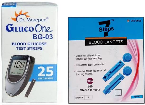 Seven Steps 100 Round Lancets With Dr. Morepen Gluco on...