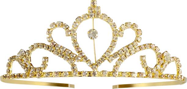 Myra Collection 1PCS Gold Plated Crown Bridal Princess Tiara Hairband for Girl Women STYLE 4 Rubber Band