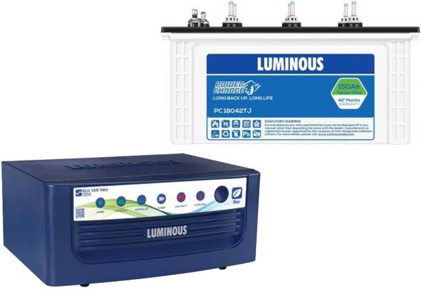 LUMINOUS PowerCharge PC18042TJ +Eco Volt Neo 1250 Tubular Inverter Battery
