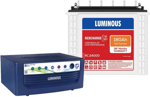 LUMINOUS Red Charge RC 24000 + Eco Volt Neo 1250 Tubular Inverter Battery