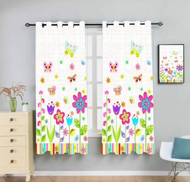 Newturn 155 cm (5 ft) Polyester Room Darkening Window Curtain (Pack Of 2)