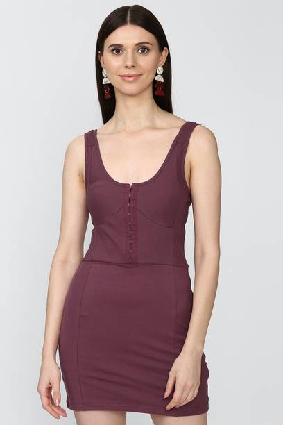 Women Bodycon Maroon Mini/Short Dress