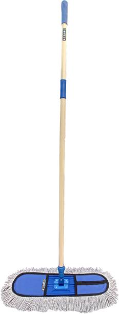 KUROXO Cotton Pad Floor Mop Wet and Dry (18-Inch) 4 FEET LONG HANDLE String Mop