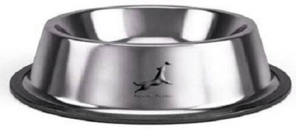 Furever Friends Dog/Cat Food & Water Bowl, Pet Feeding Bowl for Dogs & Cats (Silver,400ml) Stainless Steel Pet Bowl