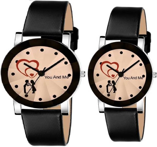Analog Watch  - For Boys & Girls Analogue You And Me Love Dial Combo Leater Strap