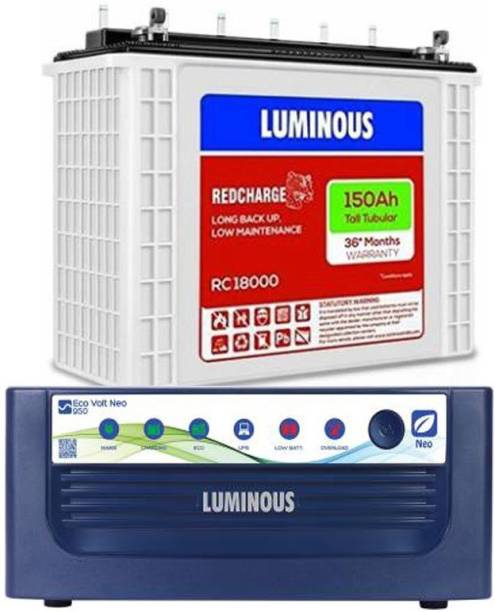 LUMINOUS Eco Volt Neo 950 + RC18000 Tubular Inverter Battery