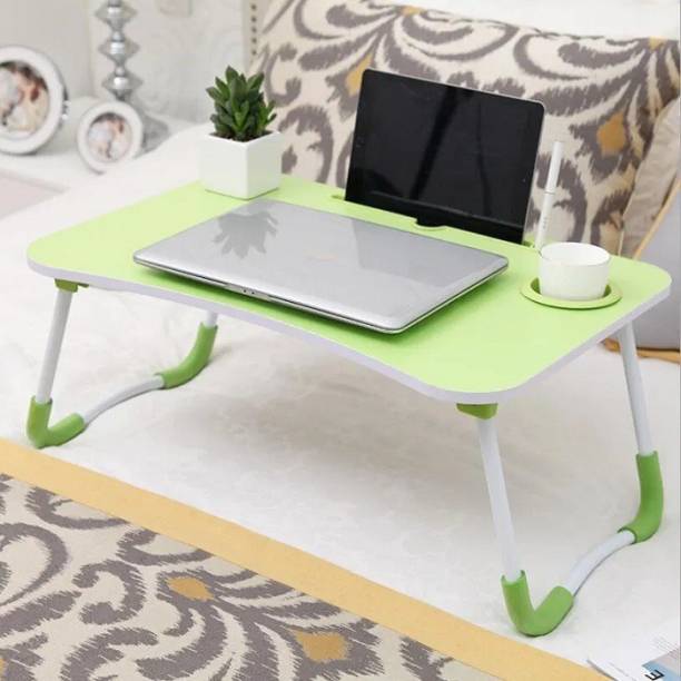 Maleka Multipurpose Foldable Table with Cup Holder, Study , Bed ,Table, Portable Wood Portable Laptop Table
