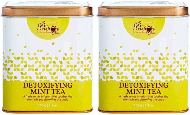 The Indian Chai Detoxifying Mint Tea 200g with Spearmint, Peppermint Herbal Tea Tin
