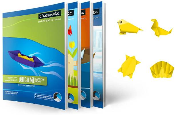 Classmate Origami Notebook - Unruled, 190 X 155mm, 172 Pages, Pack of 12 Regular Notebook Unruled 172 Pages