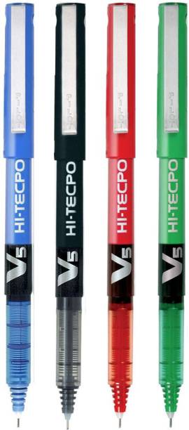 PILOT V5 Grip (Blue/Black/Red/Green - Set of 4) Roller Ball Pen