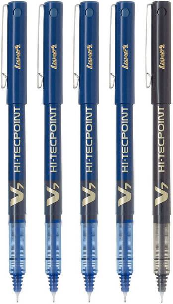 PILOT V7 Grip (Blue/Black - Set of 5) Roller Ball Pen