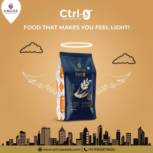 A.M.U.S.E. Telangana Sona Rice | Low GI Rice |  Rice (Medium Grain, ) (5 kg) Sona Masoori Rice (Medium Grain, Raw)