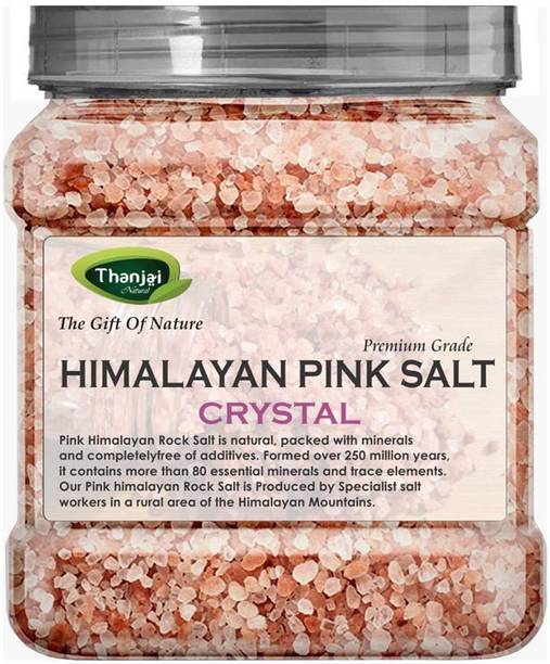 THANJAI NATURAL Himalayan Pink Rock Salt Crystal 2Kg Jar / 80+ Trace Minerals&Healthy Cooking / Himalayan Pink Salt