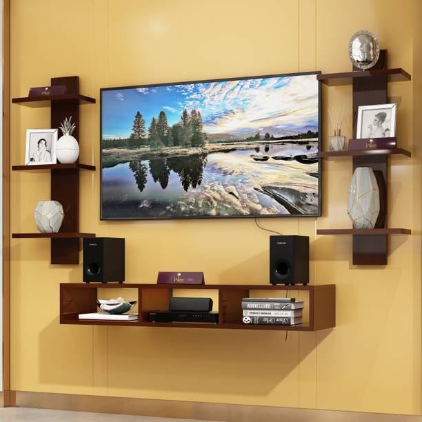 WoodenTwist Wall Mounted TV Stand for Home/TV Cabinet for Wall/Wall Set Top Box Shelf Stand Engineered Wood TV Entertainment Unit