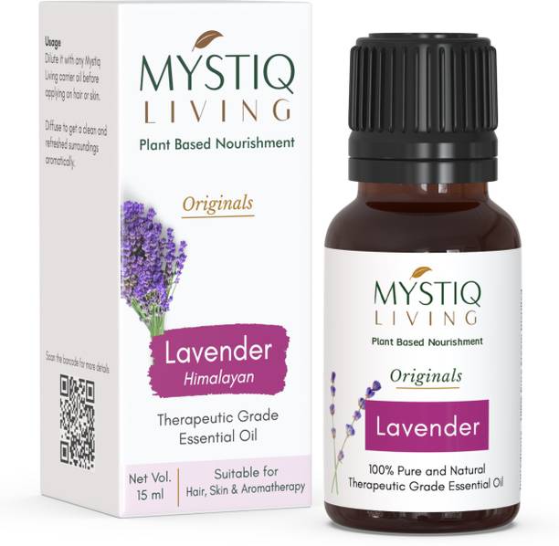 Mystiq Living Lavender Essential Oil 100% Pure, Natural, Undiluted & Therapeutic Grade Best For Aromatherapy,Diffuser, Skin, Hair, Face