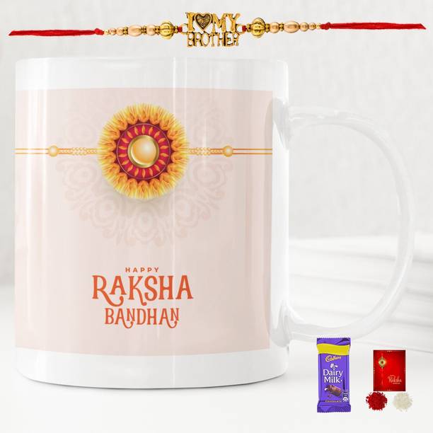 Poorak Rakhi For Brother Mug Combo 68169W Gold Gift Box