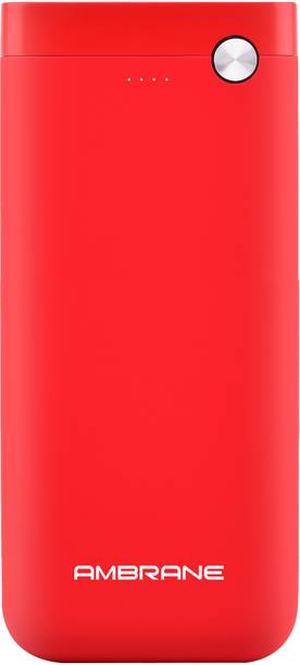 Ambrane 20000 mAh 10 W Power Bank Red, Lithium Polymer, Fast Charging for Mobile, Laptop, Tablet, Earbuds, Smartwatch, Smartband, Speaker, Trimmer