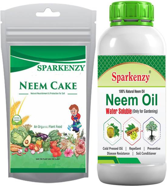 स्पारकेंज़ी Natural/Neem Khali 2kg + organic cold pressed Neem oil 100ml for gardening plant मिट्टी की खाद