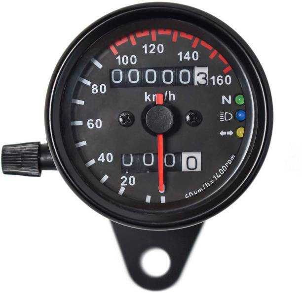 ASRYD Dual Odometer Speedometer LED Backlight Neutral Headlight Turn Signal Indicator Analog Speedometer