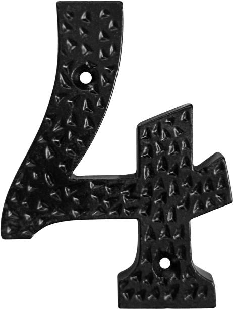 Maa Kamakhya Hardware 4 inch Iron Heavy Duty Numeral No 4 - Black Powder Coated Finish Sign