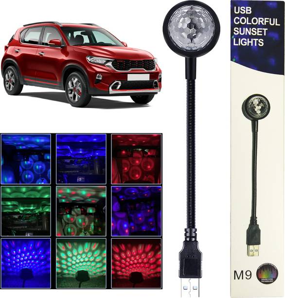 MOOZMOB Flexible 360 Degree Portable 7 Color + 9 Functional Modes with Pattern Changing Button USB-LED Disco Projector Led Light for Car SUVs Home Led Light