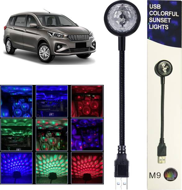 MOOZMOB 360 Degree Flexible Portable 7 Color + 9 Functional Modes with Pattern Changing Button USB Disco Projector Led Light for Ertiga Car SUVs Home Bedroom and More Led Light