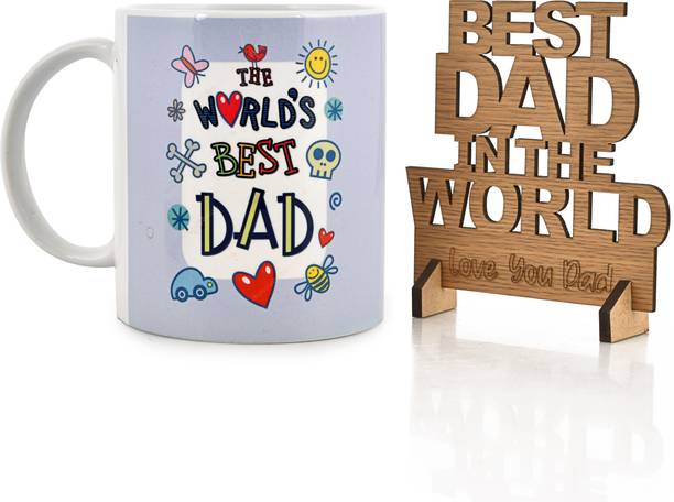Pride Art "The Worlds Best" Dad mug With "Best Dad" Showpiece gift for father papa dad Ceramic Coffee Mug