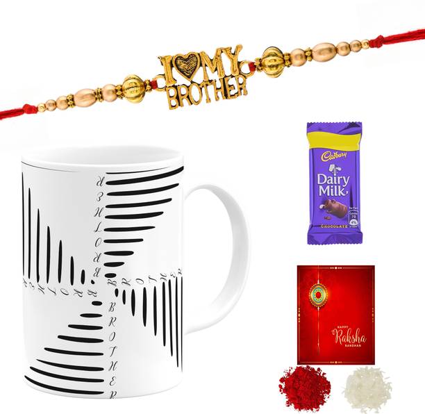 Poorak Rakhi For Brother Chocolate Combo 73992WLA Gold Gift Box