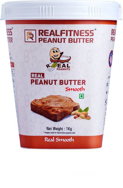 रियलफिटनेस पीनट बटर Pure Real Smooth Peanut Butter Tasty Healthy Roasted Peanut Butter - 1 kg