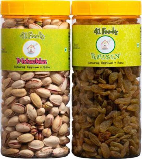 41 foods Dry fruits combo pack of Raisins Pistachios | pista kishmish 300 GM Pistachios, Raisins
