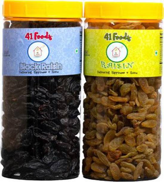 41 foods Dry fruits combo pack of Black Raisins & Raisins | kismis kishmish 500 GM Raisins, Raisins