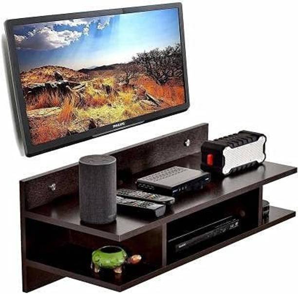 Premium Shoppee TV Entertainment Unit Shelf - Setup Box Stand For Home Decor - Brown MDF (Medium Density Fiber), Wooden Wall Shelf