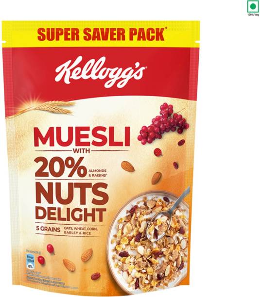 Kellogg's Muesli with 20% Nuts Delight, Breakfast Cereals Pouch