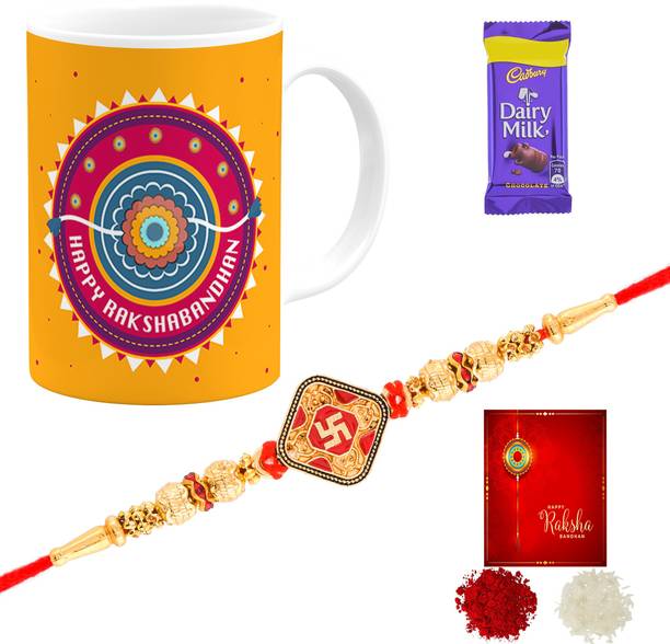 Poorak Rakhi For Brother Chocolate Combo 73008GLA Gold Gift Box