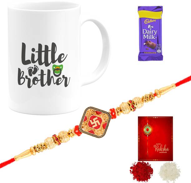 Poorak Rakhi For Brother Greeting Card Combo 62436GLA Gold Gift Box