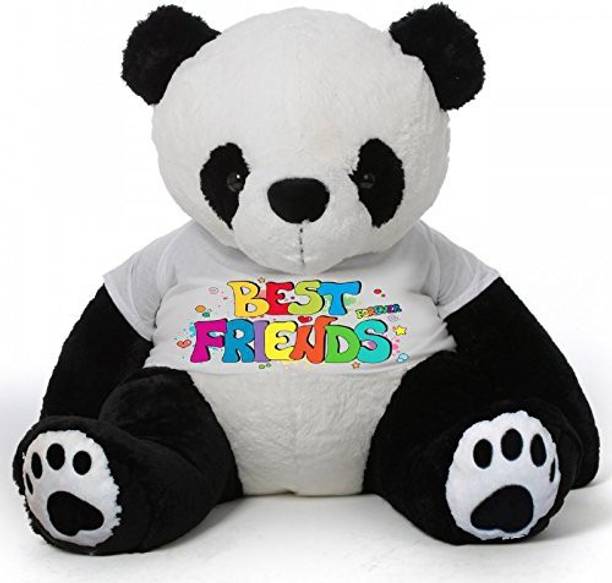 Hug 'n' Feel Soft Toys Big Teddy Panda Wearing "Best Friend Forever" T-Shirt 3 feet  - 90 cm