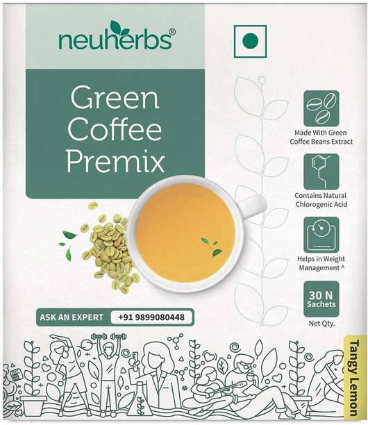 Neuherbs Green Coffee Premix For Instant Energy | Helps In Weight Management - 30 Sachet Instant Coffee