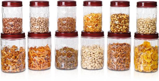 MILTON Hexa Pet Jar  - 530 ml, 1.24 ml प्लास्टिक ग्रोसरी कंटेनर