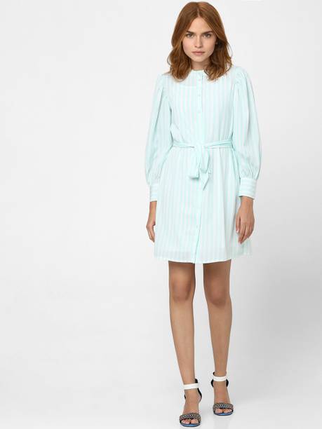 Women Shirt Green Above Knee/Mid Thigh Length Dress