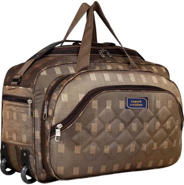 40 L Strolley Duffel Bag - Strolley Duffel Bag Waterproof Lightweight Tours & Travel Luggage Bag - Brown - Regular Capacity