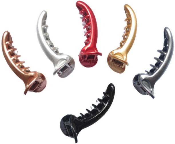 DENICRAAS Banana Clip/Mirchi Shape Clutcher for Girls and Women (Pack of 6, Multicolor) Hair Claw