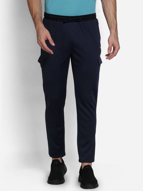 Men Striped Blue Track Pants